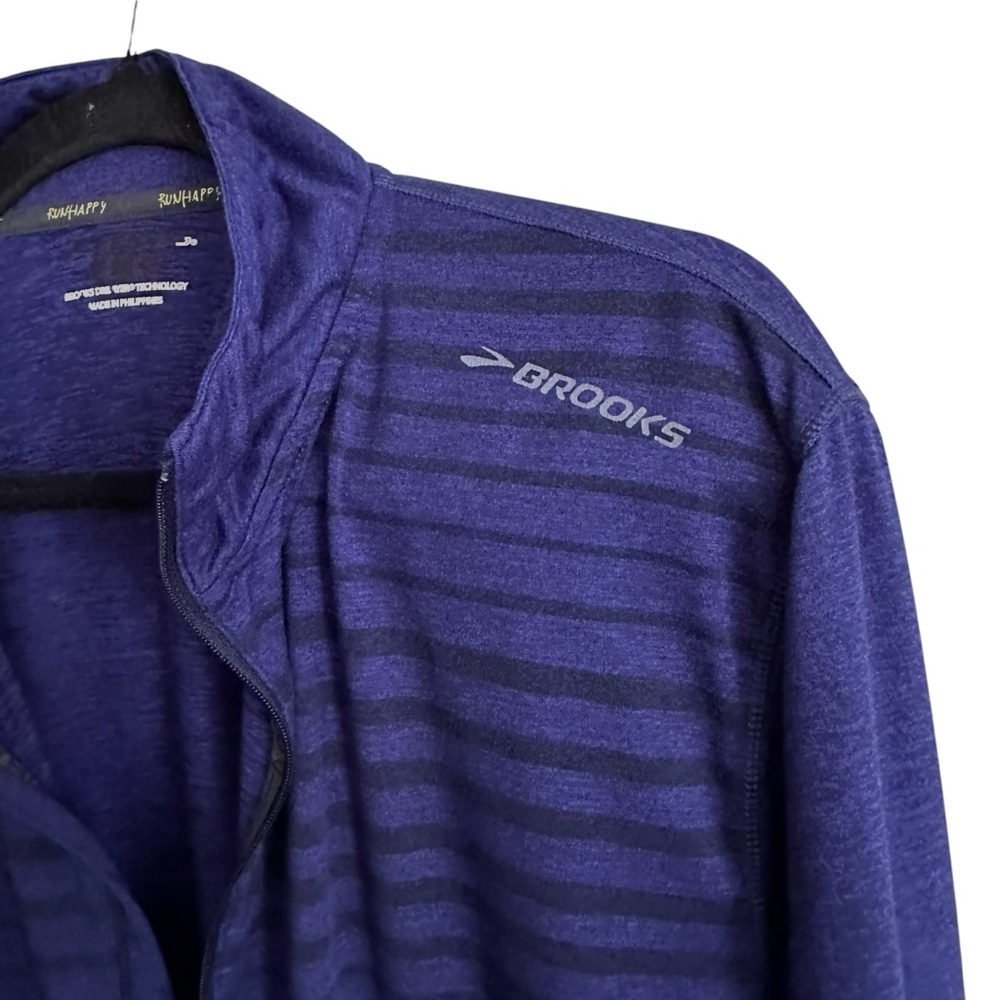 BROOKS Run Happy‎ Men’s Half Zip Running Shirt Blue Performance Pullover Large - Picture 6 of 14